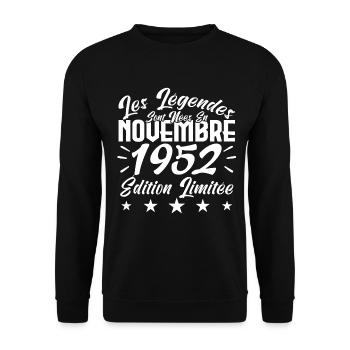 Les Légendes sont Nées En Novembre 1952 Cadeau. - Sweat-shirt Unisexe - noir - Devant - Alina (178cm) & Michal (187cm)