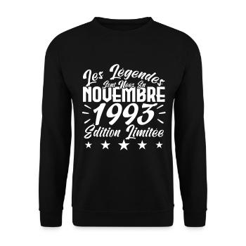 Les Légendes sont Nées En Novembre 1993 Cadeau. - Sweat-shirt Unisexe - noir - Devant - Alina (178cm) & Michal (187cm)