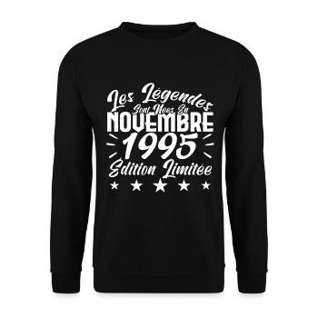 Les Légendes sont Nées En Novembre 1995 Cadeau. - Sweat-shirt Unisexe - noir - Devant - Alina (178cm) & Michal (187cm)
