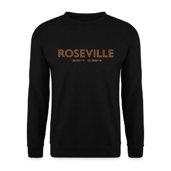 USA Stadt Koordinaten - Roseville - Unisex Pullover - Schwarz - Vorne - Alina (178cm) & Michal (187cm)