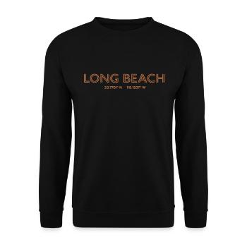 USA City Coordinates - Long Beach - Unisex Sweatshirt - black - Front - Alina (178cm) & Michal (187cm)