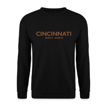 USA Stadt Koordinaten - Cincinnati - Unisex Pullover - Schwarz - Vorne - Alina (178cm) & Michal (187cm)