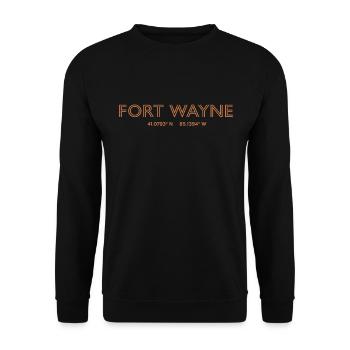USA Stadt Koordinaten - Fort Wayne - Unisex Pullover - Schwarz - Vorne - Alina (178cm) & Michal (187cm)