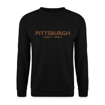 Coordonnées de la ville des États-Unis - Pittsburgh - Sweat-shirt Unisexe - noir - Devant - Alina (178cm) & Michal (187cm)
