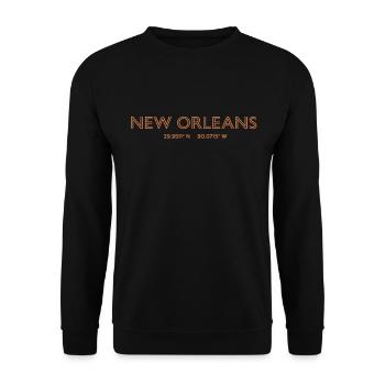 USA Stadt Koordinaten - New Orleans - Unisex Pullover - Schwarz - Vorne - Alina (178cm) & Michal (187cm)