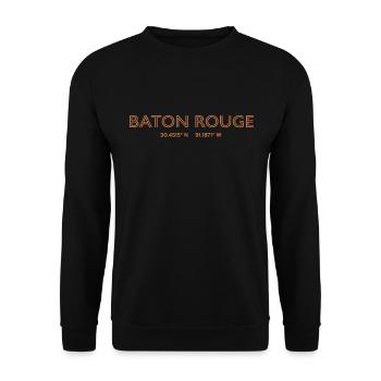 USA Stadt Koordinaten - Baton Rouge - Unisex Pullover - Schwarz - Vorne - Alina (178cm) & Michal (187cm)