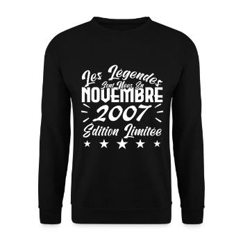 A6Les Légendes sont Nées En Novembre 2007 Cadeau. - Sweat-shirt Unisexe - noir - Devant - Alina (178cm) & Michal (187cm)