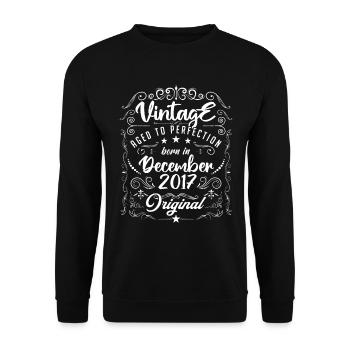 Vintage BORN IN DECEMBER 2017- anniversary gift. - Unisex Sweatshirt - black - Front - Alina (178cm) & Michal (187cm)