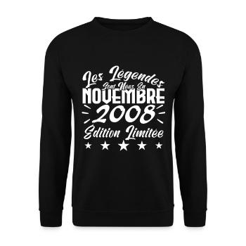 Les Légendes sont Nées En Novembre 2008 Cadeau. - Sweat-shirt Unisexe - noir - Devant - Alina (178cm) & Michal (187cm)