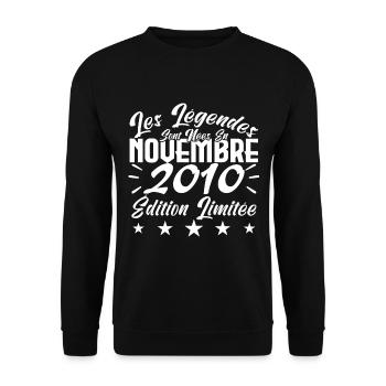 Les Légendes sont Nées En Novembre 2010 Cadeau. - Sweat-shirt Unisexe - noir - Devant - Alina (178cm) & Michal (187cm)