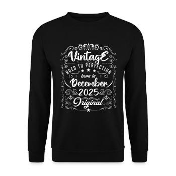 Vintage BORN IN DECEMBER 2025- anniversary gift. - Unisex Sweatshirt - black - Front - Alina (178cm) & Michal (187cm)