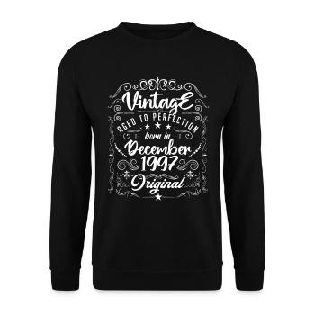 Vintage BORN IN DECEMBER 1997- anniversary gift. - Sweat-shirt Unisexe - noir - Devant - Alina (178cm) & Michal (187cm)