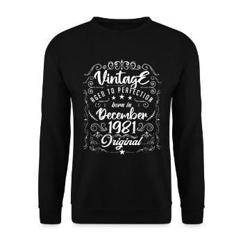 Vintage BORN IN DECEMBER 1981- anniversary gift. - Unisex Sweatshirt - black - Front - Alina (178cm) & Michal (187cm)