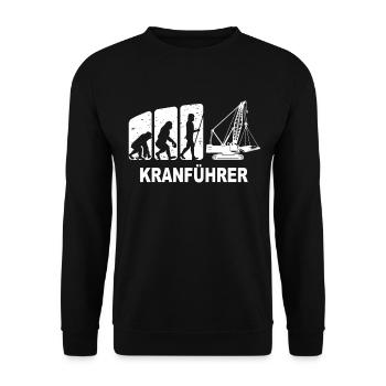 Kranfahrer Evolution Kranführer Kran - Unisex Pullover - Schwarz - Vorne - Alina (178cm) & Michal (187cm)