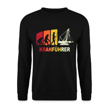Kranfahrer Evolution Kranführer Kran - Unisex Pullover - Schwarz - Vorne - Alina (178cm) & Michal (187cm)
