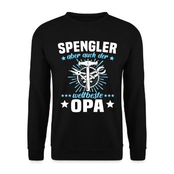 Spengler Opa Bauspengler Grossvater - Unisex Pullover - Schwarz - Vorne - Alina (178cm) & Michal (187cm)