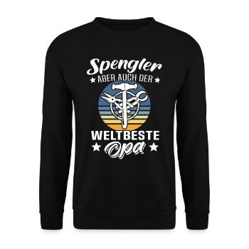 Spengler Opa Bauspengler Grossvater - Unisex Pullover - Schwarz - Vorne - Alina (178cm) & Michal (187cm)