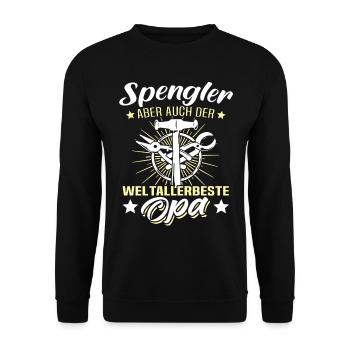 Spengler Opa Bauspengler Grossvater - Unisex Pullover - Schwarz - Vorne - Alina (178cm) & Michal (187cm)