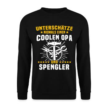 Spengler Opa Bauspengler Grossvater - Unisex Pullover - Schwarz - Vorne - Alina (178cm) & Michal (187cm)
