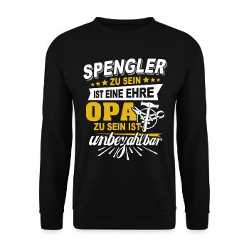 Bauspengler Opa Spengler - Unisex Pullover - Schwarz - Vorne - Alina (178cm) & Michal (187cm)