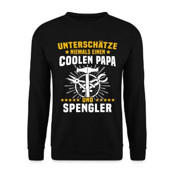 Bauspengler Papa Spengler - Unisex Pullover - Schwarz - Vorne - Alina (178cm) & Michal (187cm)