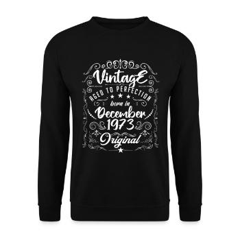 Vintage BORN IN DECEMBER 1973- anniversary gift. - Sweat-shirt Unisexe - noir - Devant - Alina (178cm) & Michal (187cm)