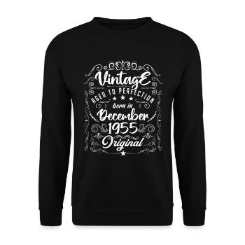 Vintage BORN IN DECEMBER 1955- anniversary gift. - Unisex Sweatshirt - black - Front - Alina (178cm) & Michal (187cm)