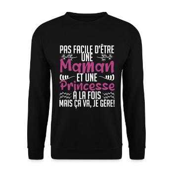 pas facile d'être une maman et une Princesse. - Sweat-shirt Unisexe - noir - Devant - Alina (178cm) & Michal (187cm)