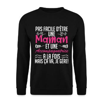 pas facile d'être une maman et une accompagnatrice - Sweat-shirt Unisexe - noir - Devant - Alina (178cm) & Michal (187cm)