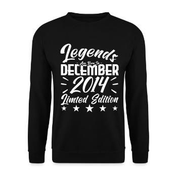 Jubiläumsgeschenk, Legenden werden im Dezember 2014 geboren - Unisex Pullover - Schwarz - Vorne - Alina (178cm) & Michal (187cm)