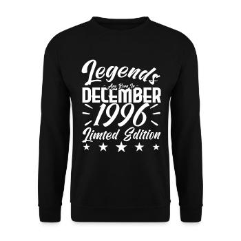 anniversary gift,Legends are born in DECEMBER 1996 - Unisex Sweatshirt - black - Front - Alina (178cm) & Michal (187cm)