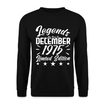 anniversary gift,Legends are born in DECEMBER 1975 - Unisex Sweatshirt - black - Front - Alina (178cm) & Michal (187cm)