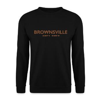 Coordonnées de la ville des États-Unis - Brownsville - Sweat-shirt Unisexe - noir - Devant - Alina (178cm) & Michal (187cm)