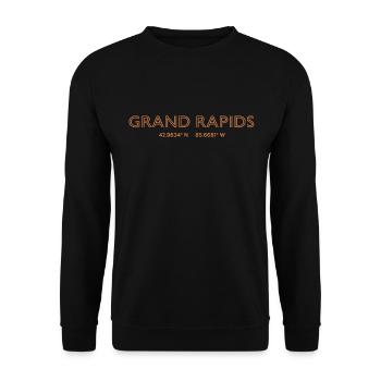 Coordonnées de la ville des États-Unis - Grand Rapids - Sweat-shirt Unisexe - noir - Devant - Alina (178cm) & Michal (187cm)