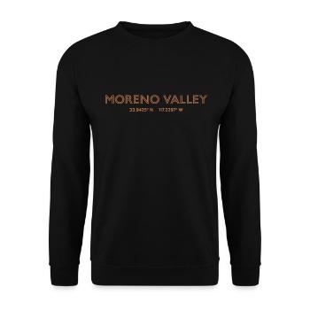 USA City Coordinates - Moreno Valley - Unisex Sweatshirt - black - Front - Alina (178cm) & Michal (187cm)