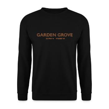 USA City Coordinates - Garden Grove - Unisex Sweatshirt - black - Front - Alina (178cm) & Michal (187cm)
