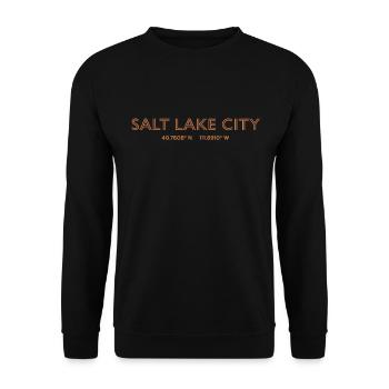 USA City coordinates - Salt Lake City - Unisex Sweatshirt - black - Front - Alina (178cm) & Michal (187cm)