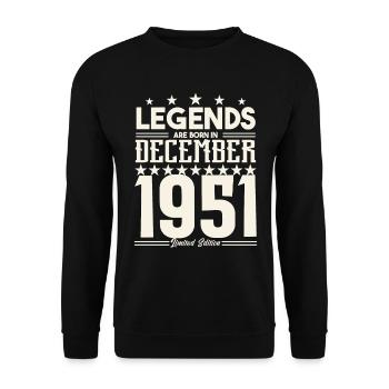 Legenden werden im Dezember 1951 geboren.Geschenkjubiläum - Unisex Pullover - Schwarz - Vorne - Alina (178cm) & Michal (187cm)