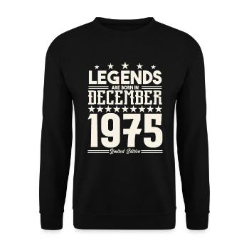Legends Are Born In December 1975.Gift anniversary - Unisex Sweatshirt - black - Front - Alina (178cm) & Michal (187cm)