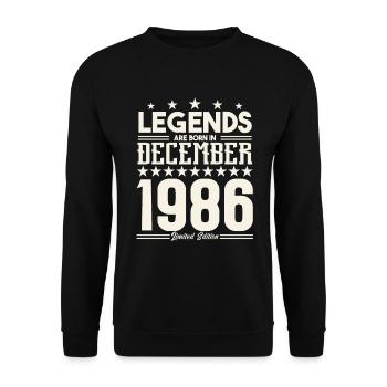 Legends Are Born In December 1986.Gift anniversary - Sweat-shirt Unisexe - noir - Devant - Alina (178cm) & Michal (187cm)