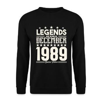 Legenden werden im Dezember 1989 geboren.Geschenkjubiläum - Unisex Pullover - Schwarz - Vorne - Alina (178cm) & Michal (187cm)
