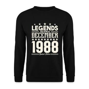 Legends Are Born In December 1988.Gift anniversary - Sweat-shirt Unisexe - noir - Devant - Alina (178cm) & Michal (187cm)