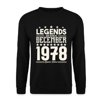 Legenden werden im Dezember 1978 geboren.Geschenkjubiläum - Unisex Pullover - Schwarz - Vorne - Alina (178cm) & Michal (187cm)