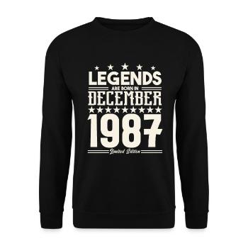 Legenden werden im Dezember 1987 geboren.Geschenkjubiläum - Unisex Pullover - Schwarz - Vorne - Alina (178cm) & Michal (187cm)