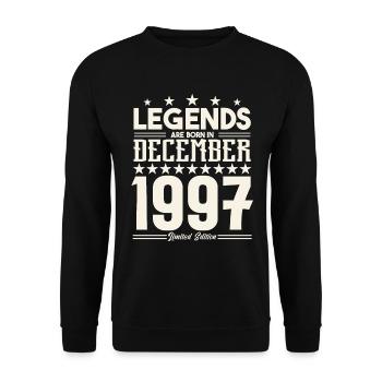 Legends Are Born In December 1997.Gift anniversary - Sweat-shirt Unisexe - noir - Devant - Alina (178cm) & Michal (187cm)