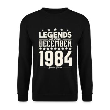 Legenden werden im Dezember 1984 geboren.Geschenkjubiläum - Unisex Pullover - Schwarz - Vorne - Alina (178cm) & Michal (187cm)