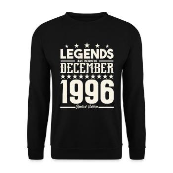 Legenden werden im Dezember 1996 geboren.Geschenkjubiläum - Unisex Pullover - Schwarz - Vorne - Alina (178cm) & Michal (187cm)