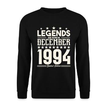 Legenden werden im Dezember 1994 geboren.Geschenkjubiläum - Unisex Pullover - Schwarz - Vorne - Alina (178cm) & Michal (187cm)