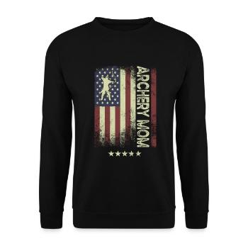 USA Flagge - Bogenschießen Mutter - Unisex Pullover - Schwarz - Vorne - Alina (178cm) & Michal (187cm)