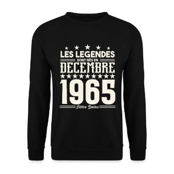 Les Légendes Sont Nés En Décembre 1965, Cadeau. - Sweat-shirt Unisexe - noir - Devant - Alina (178cm) & Michal (187cm)